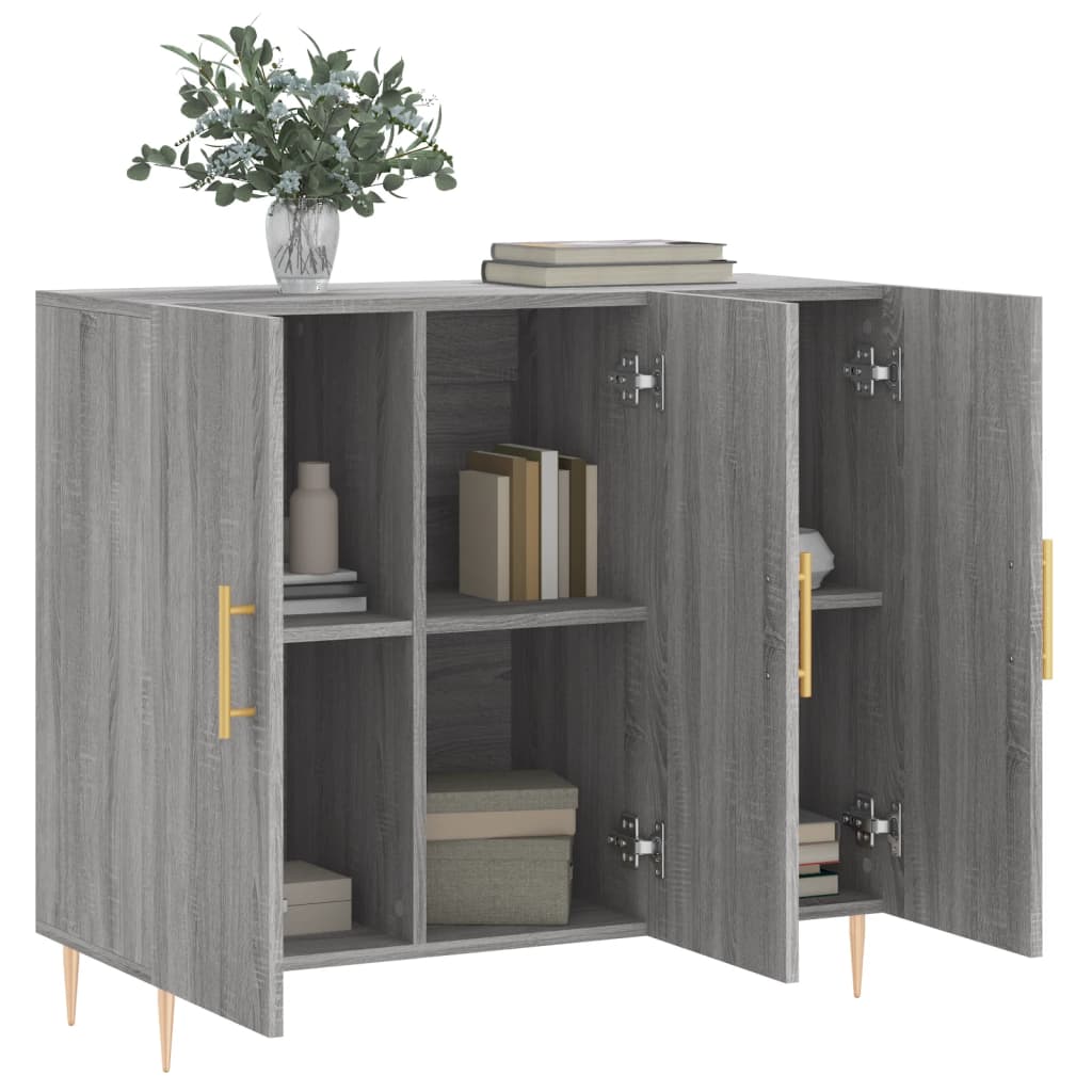 Dressoir 90x34x80 cm bewerkt hout grijs sonoma eikenkleurig is nu te koop bij PeponiXL, paradijselijk wonen!