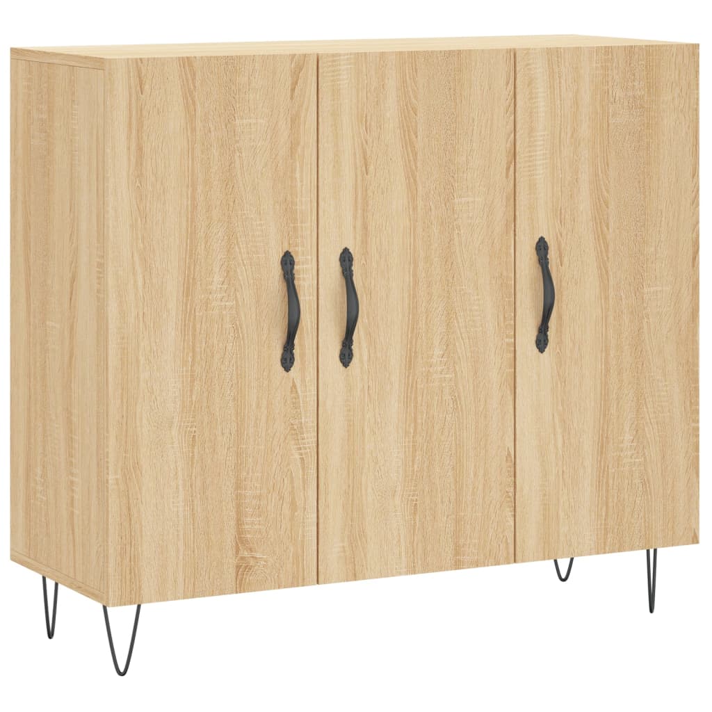 Dressoir 90x34x80 cm bewerkt hout sonoma eikenkleurig is nu te koop bij PeponiXL, paradijselijk wonen!
