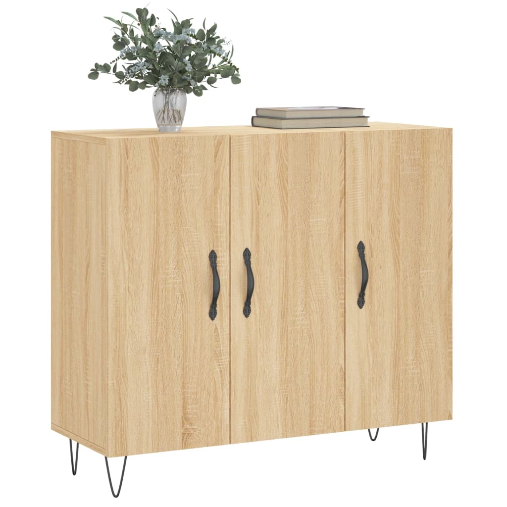Dressoir 90x34x80 cm bewerkt hout sonoma eikenkleurig is nu te koop bij PeponiXL, paradijselijk wonen!