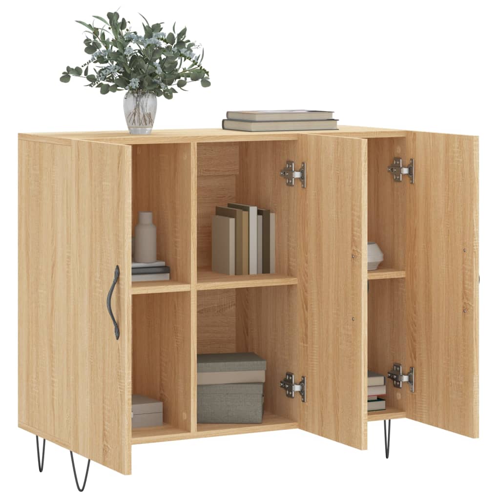 Dressoir 90x34x80 cm bewerkt hout sonoma eikenkleurig is nu te koop bij PeponiXL, paradijselijk wonen!