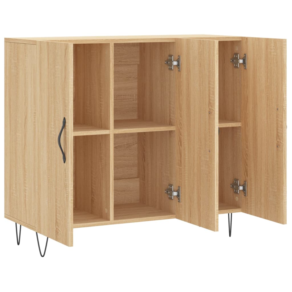 Dressoir 90x34x80 cm bewerkt hout sonoma eikenkleurig is nu te koop bij PeponiXL, paradijselijk wonen!