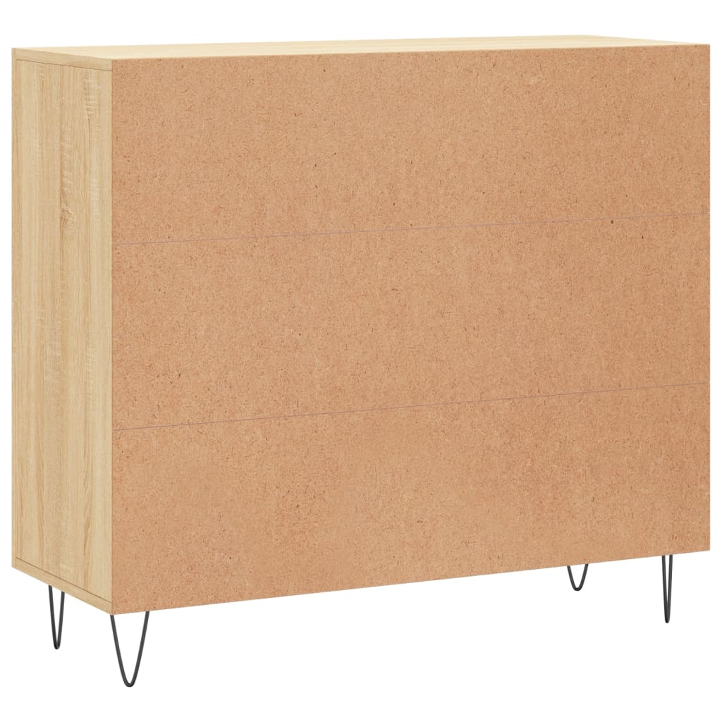 Dressoir 90x34x80 cm bewerkt hout sonoma eikenkleurig is nu te koop bij PeponiXL, paradijselijk wonen!