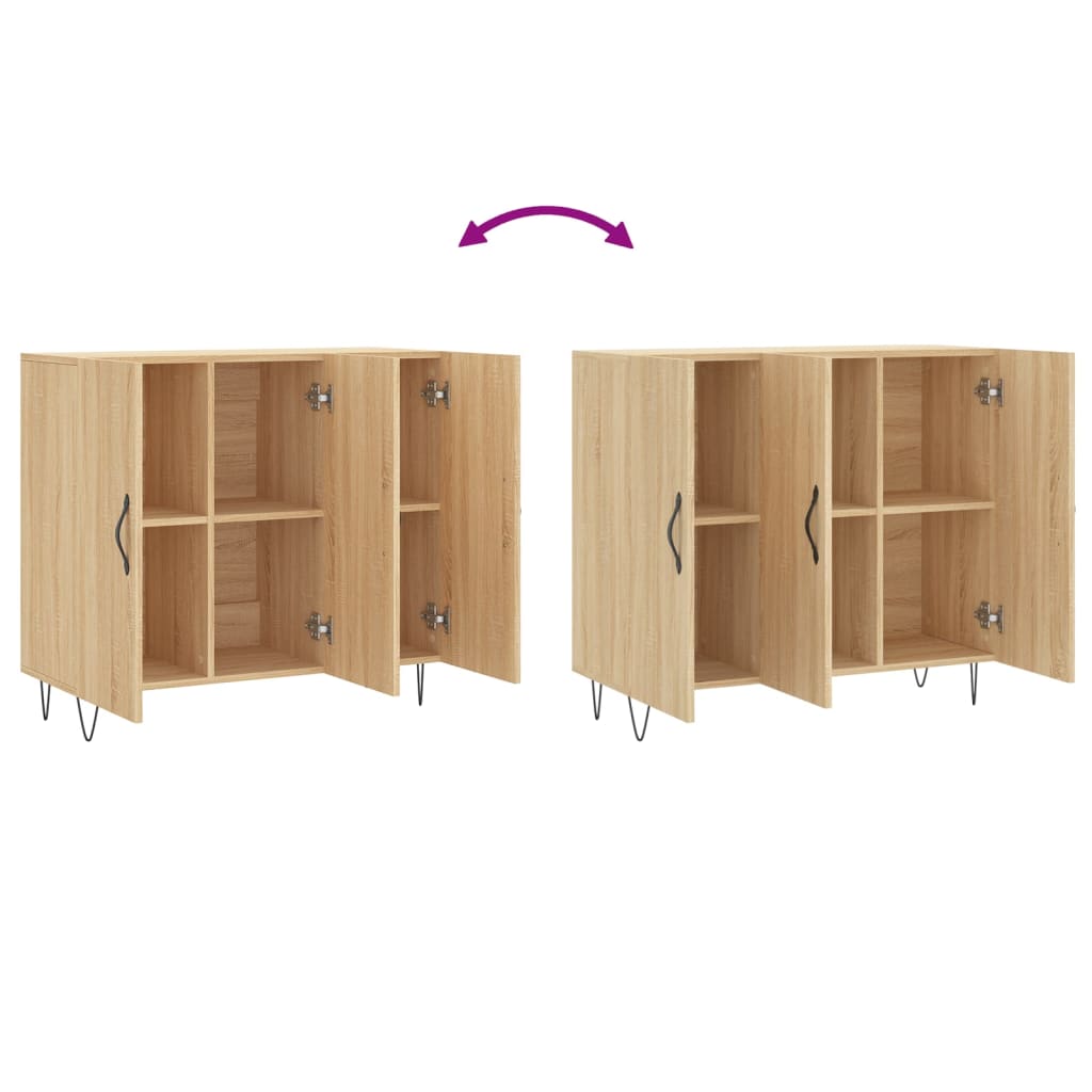 Dressoir 90x34x80 cm bewerkt hout sonoma eikenkleurig is nu te koop bij PeponiXL, paradijselijk wonen!
