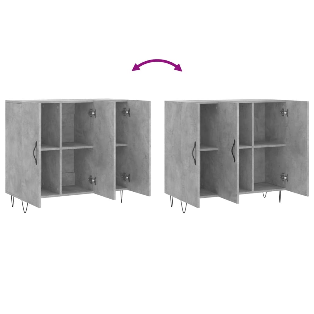 Dressoir 90x34x80 cm bewerkt hout betongrijs is nu te koop bij PeponiXL, paradijselijk wonen!