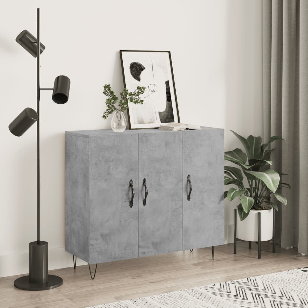 Dressoir 90x34x80 cm bewerkt hout betongrijs is nu te koop bij PeponiXL, paradijselijk wonen!