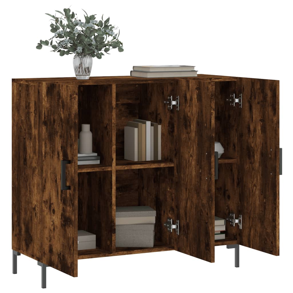 Dressoir 90x34x80 cm bewerkt hout gerookt eikenkleurig is nu te koop bij PeponiXL, paradijselijk wonen!