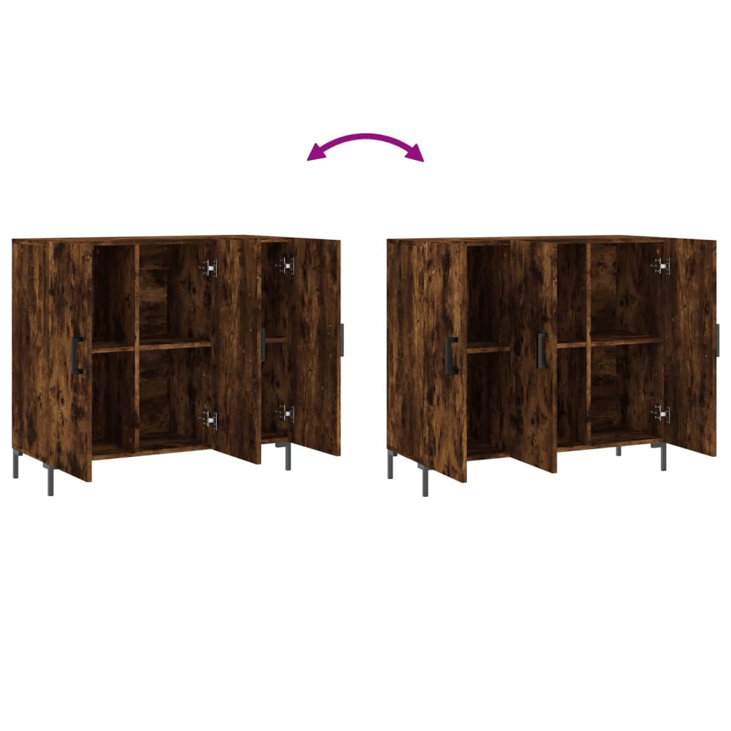 Dressoir 90x34x80 cm bewerkt hout gerookt eikenkleurig is nu te koop bij PeponiXL, paradijselijk wonen!