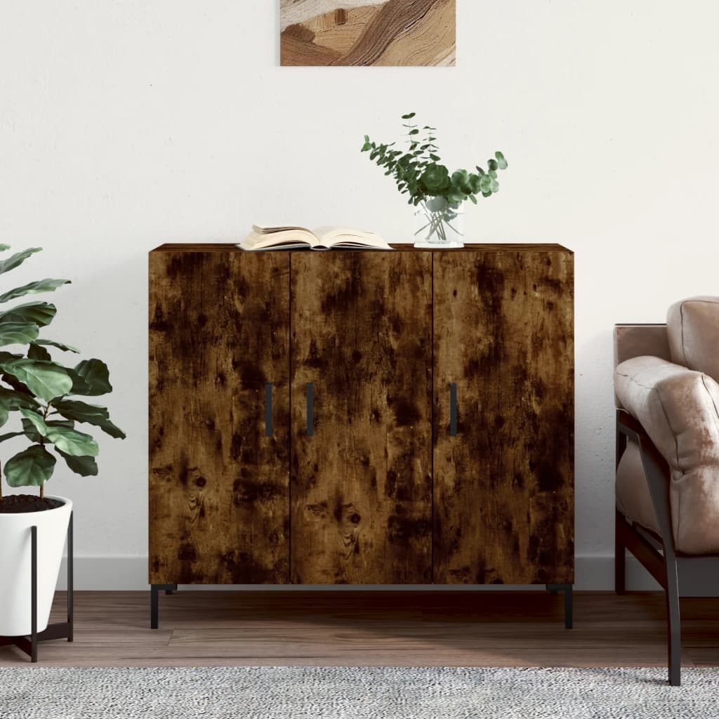 Dressoir 90x34x80 cm bewerkt hout gerookt eikenkleurig is nu te koop bij PeponiXL, paradijselijk wonen!