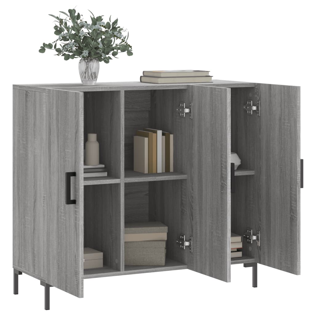 Dressoir 90x34x80 cm bewerkt hout grijs sonoma eikenkleurig is nu te koop bij PeponiXL, paradijselijk wonen!