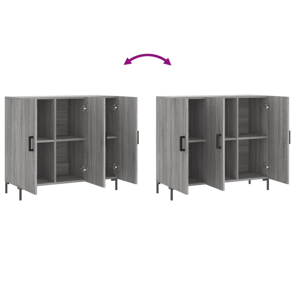 Dressoir 90x34x80 cm bewerkt hout grijs sonoma eikenkleurig is nu te koop bij PeponiXL, paradijselijk wonen!