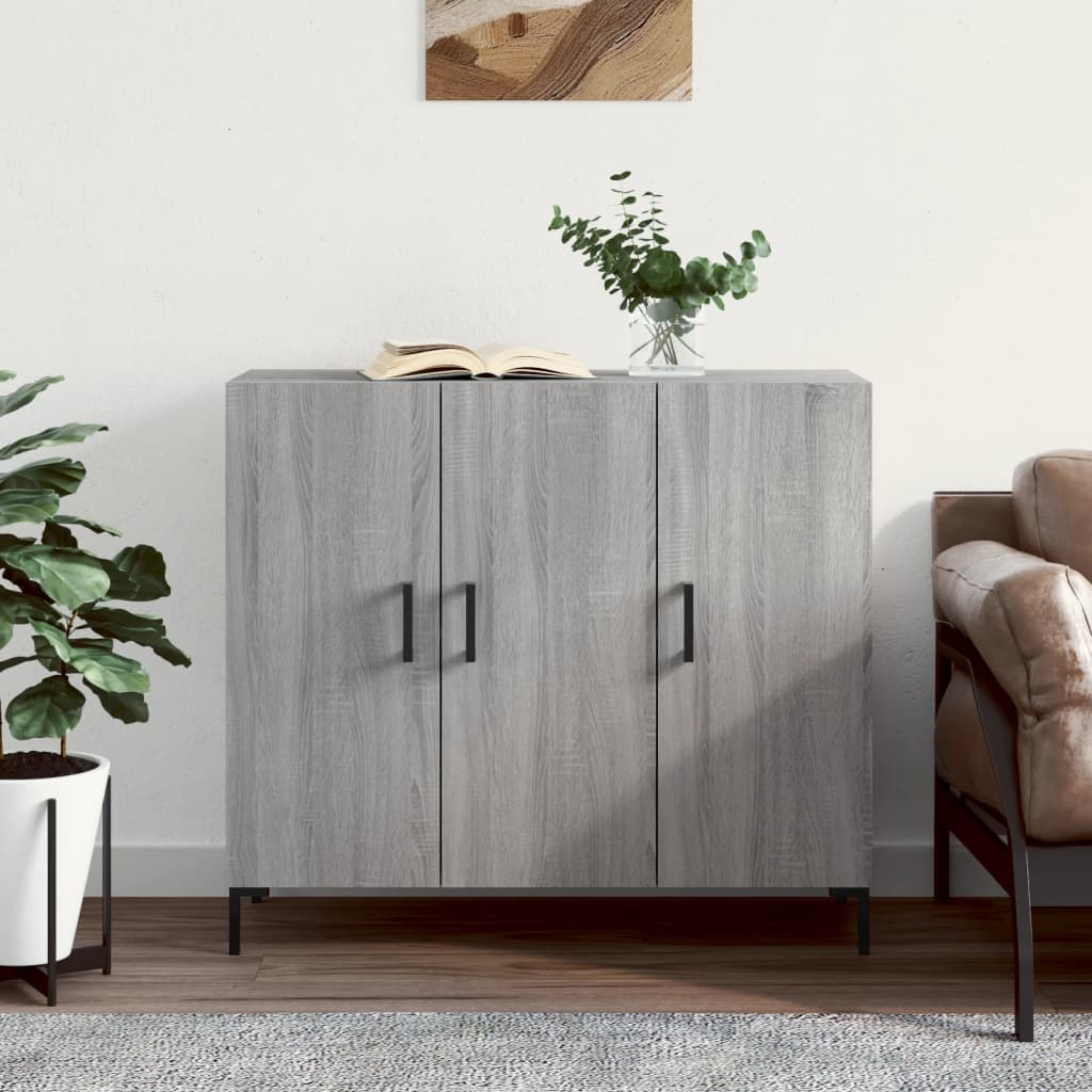Dressoir 90x34x80 cm bewerkt hout grijs sonoma eikenkleurig is nu te koop bij PeponiXL, paradijselijk wonen!