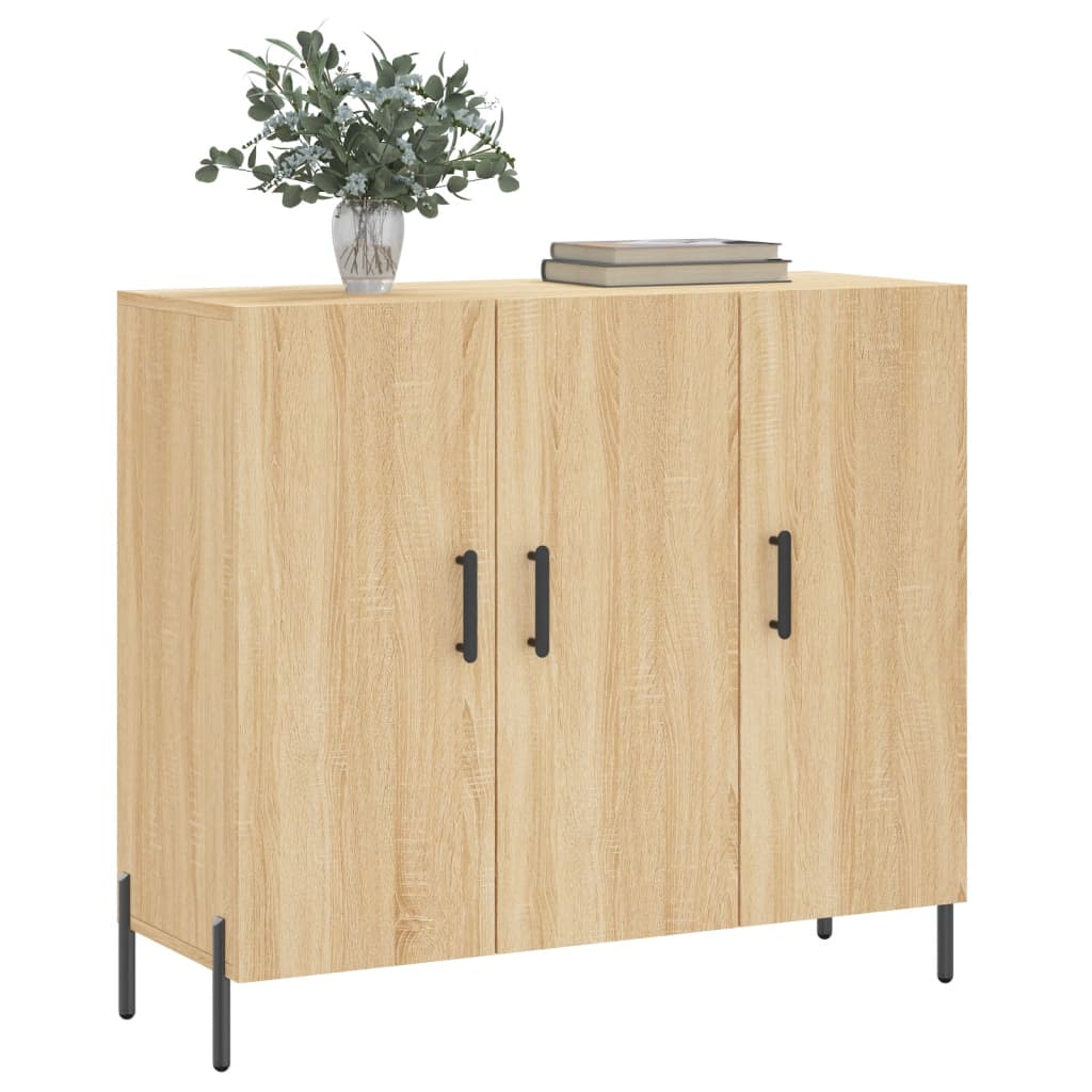 Dressoir 90x34x80 cm bewerkt hout sonoma eikenkleurig is nu te koop bij PeponiXL, paradijselijk wonen!