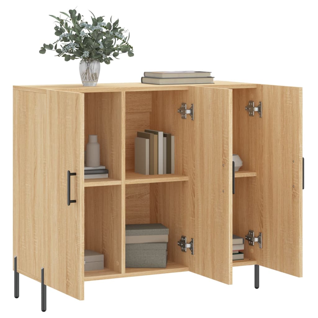 Dressoir 90x34x80 cm bewerkt hout sonoma eikenkleurig is nu te koop bij PeponiXL, paradijselijk wonen!