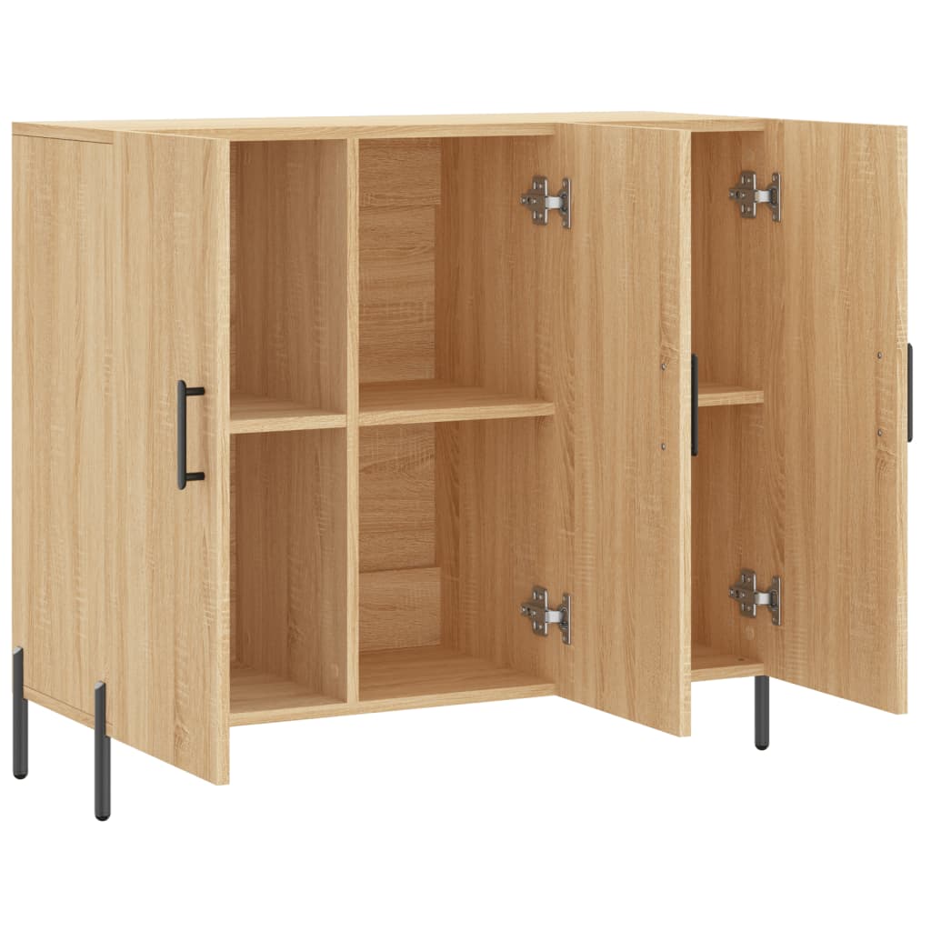 Dressoir 90x34x80 cm bewerkt hout sonoma eikenkleurig is nu te koop bij PeponiXL, paradijselijk wonen!