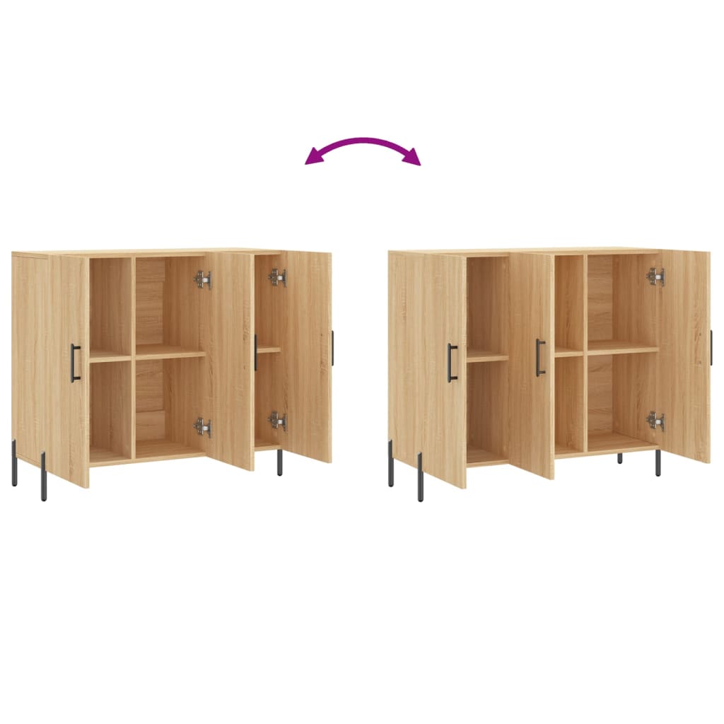Dressoir 90x34x80 cm bewerkt hout sonoma eikenkleurig is nu te koop bij PeponiXL, paradijselijk wonen!
