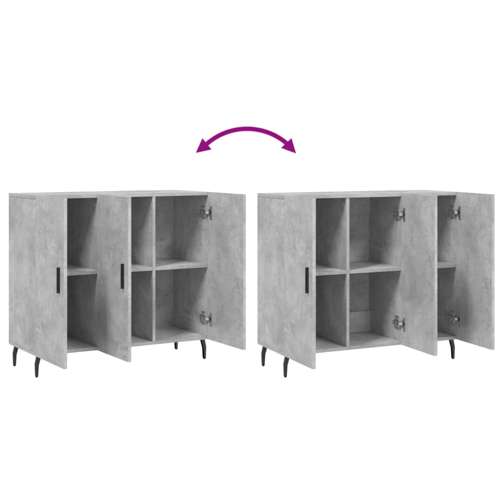 Dressoir 90x34x80 cm bewerkt hout betongrijs is nu te koop bij PeponiXL, paradijselijk wonen!