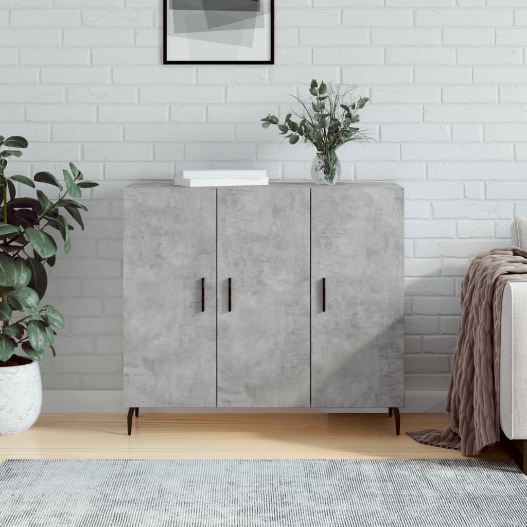 Dressoir 90x34x80 cm bewerkt hout betongrijs is nu te koop bij PeponiXL, paradijselijk wonen!