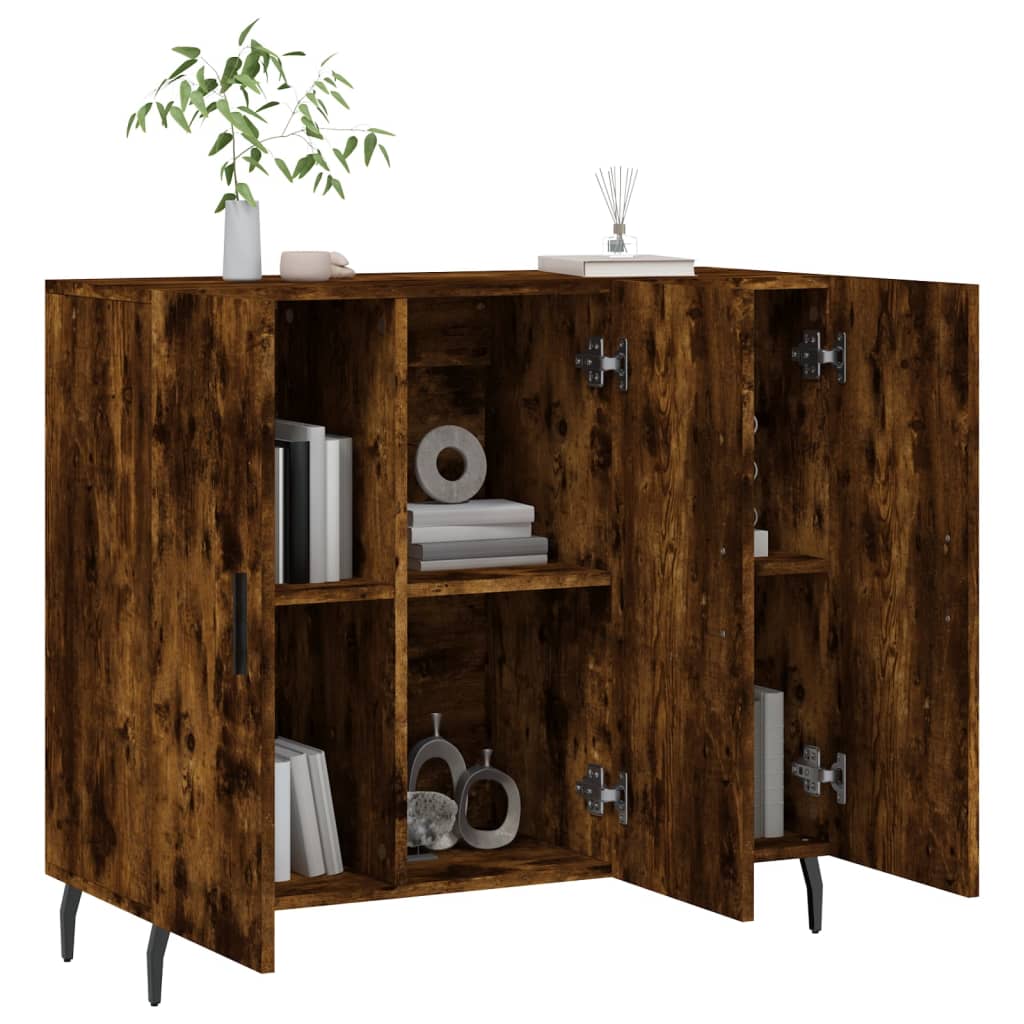 Dressoir 90x34x80 cm bewerkt hout gerookt eikenkleurig is nu te koop bij PeponiXL, paradijselijk wonen!