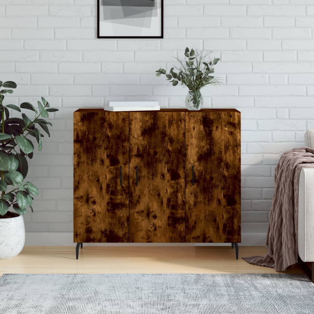 Dressoir 90x34x80 cm bewerkt hout gerookt eikenkleurig is nu te koop bij PeponiXL, paradijselijk wonen!