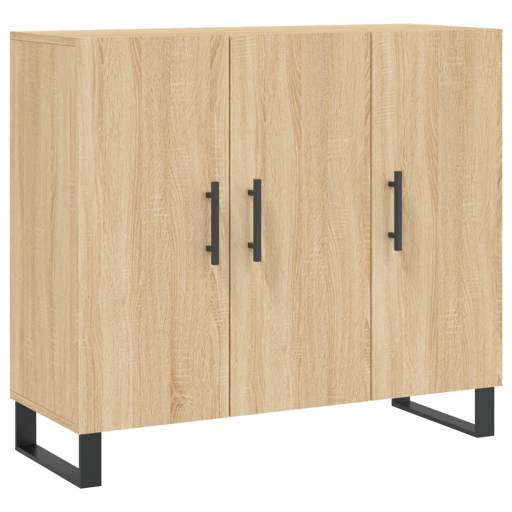 Dressoir 90x34x80 cm bewerkt hout sonoma eikenkleurig is nu te koop bij PeponiXL, paradijselijk wonen!