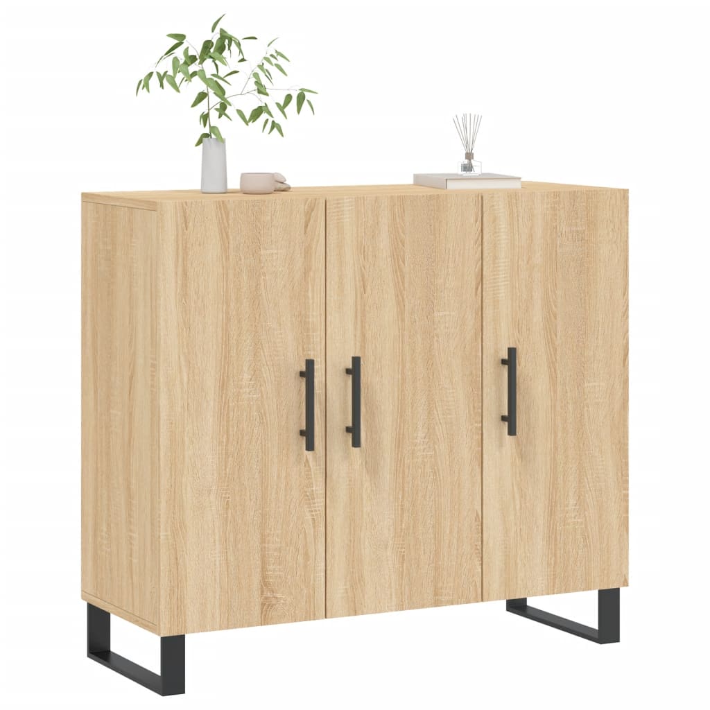 Dressoir 90x34x80 cm bewerkt hout sonoma eikenkleurig is nu te koop bij PeponiXL, paradijselijk wonen!