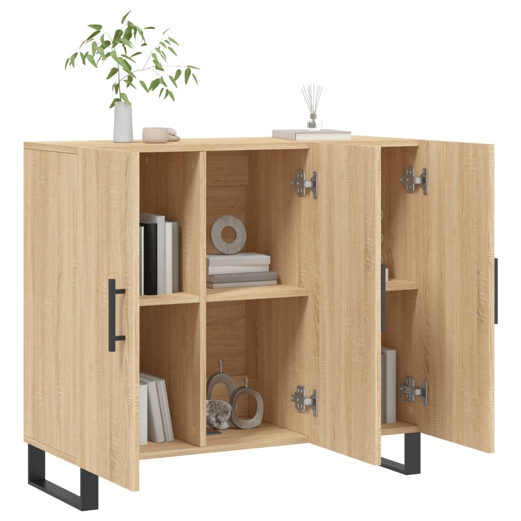 Dressoir 90x34x80 cm bewerkt hout sonoma eikenkleurig is nu te koop bij PeponiXL, paradijselijk wonen!