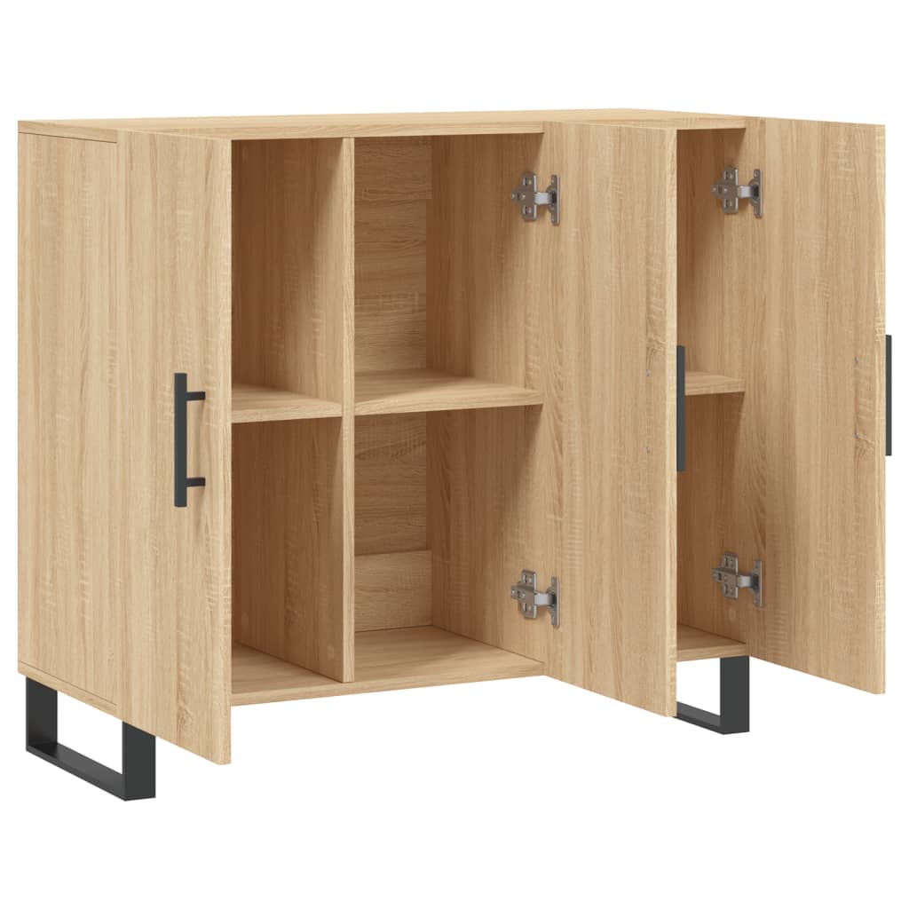 Dressoir 90x34x80 cm bewerkt hout sonoma eikenkleurig is nu te koop bij PeponiXL, paradijselijk wonen!