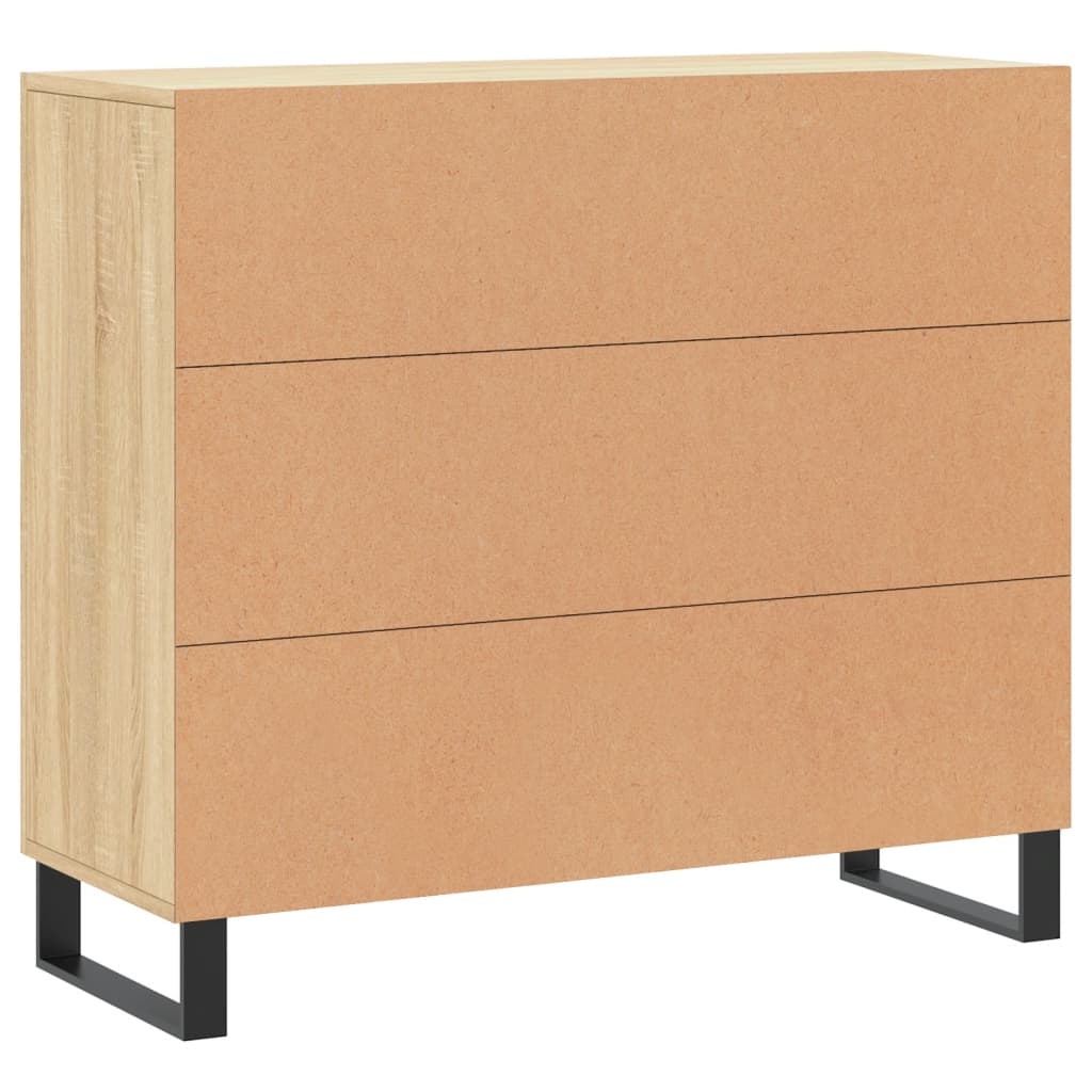 Dressoir 90x34x80 cm bewerkt hout sonoma eikenkleurig is nu te koop bij PeponiXL, paradijselijk wonen!