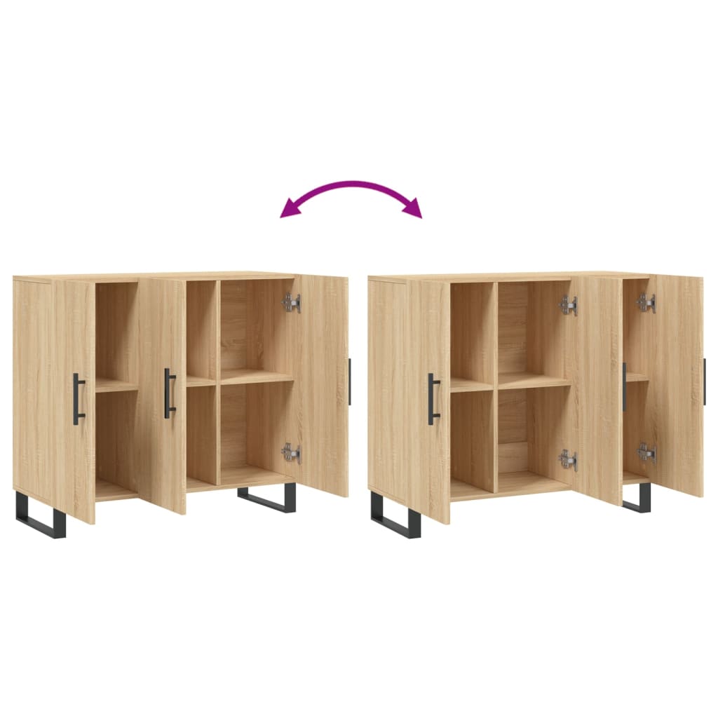 Dressoir 90x34x80 cm bewerkt hout sonoma eikenkleurig is nu te koop bij PeponiXL, paradijselijk wonen!