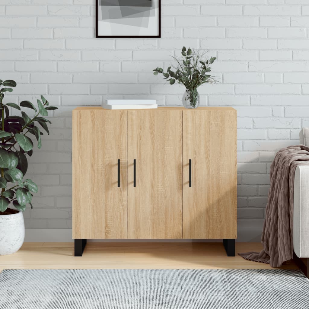 Dressoir 90x34x80 cm bewerkt hout sonoma eikenkleurig is nu te koop bij PeponiXL, paradijselijk wonen!