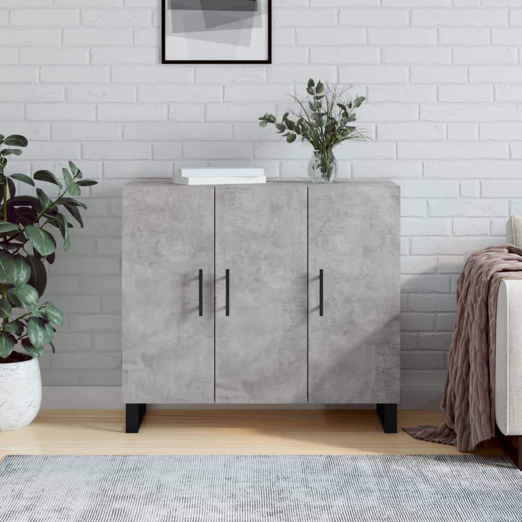Dressoir 90x34x80 cm bewerkt hout betongrijs is nu te koop bij PeponiXL, paradijselijk wonen!