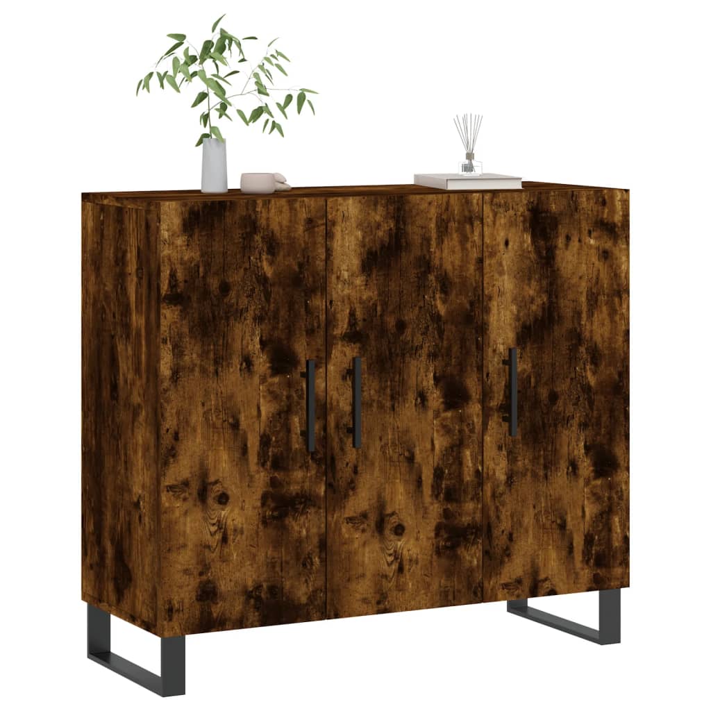 Dressoir 90x34x80 cm bewerkt hout gerookt eikenkleurig is nu te koop bij PeponiXL, paradijselijk wonen!