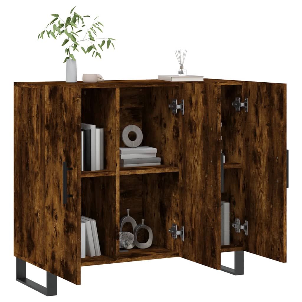 Dressoir 90x34x80 cm bewerkt hout gerookt eikenkleurig is nu te koop bij PeponiXL, paradijselijk wonen!