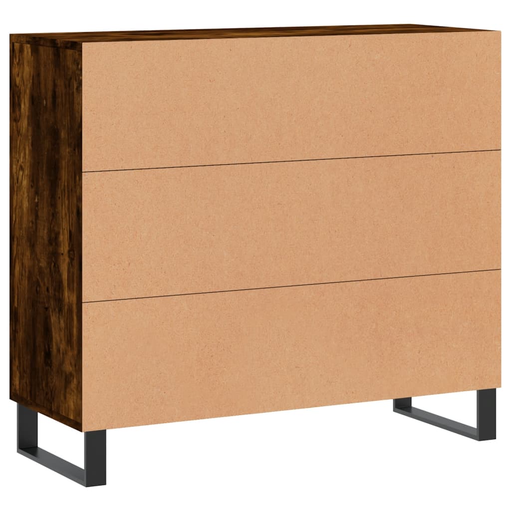 Dressoir 90x34x80 cm bewerkt hout gerookt eikenkleurig is nu te koop bij PeponiXL, paradijselijk wonen!