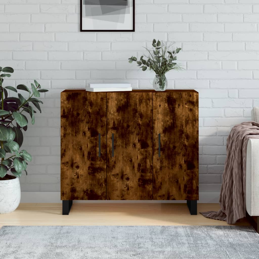 Dressoir 90x34x80 cm bewerkt hout gerookt eikenkleurig is nu te koop bij PeponiXL, paradijselijk wonen!