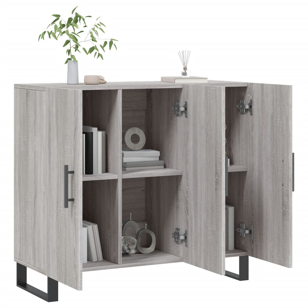 Dressoir 90x34x80 cm bewerkt hout grijs sonoma eikenkleurig is nu te koop bij PeponiXL, paradijselijk wonen!