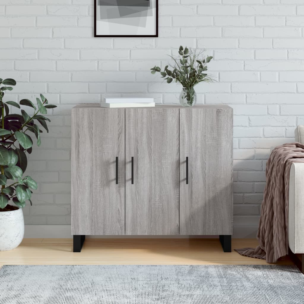 Dressoir 90x34x80 cm bewerkt hout grijs sonoma eikenkleurig is nu te koop bij PeponiXL, paradijselijk wonen!