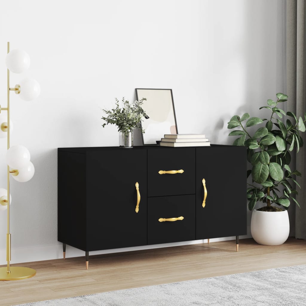 Dressoir 100x36x60 cm bewerkt hout zwart is nu te koop bij PeponiXL, paradijselijk wonen!