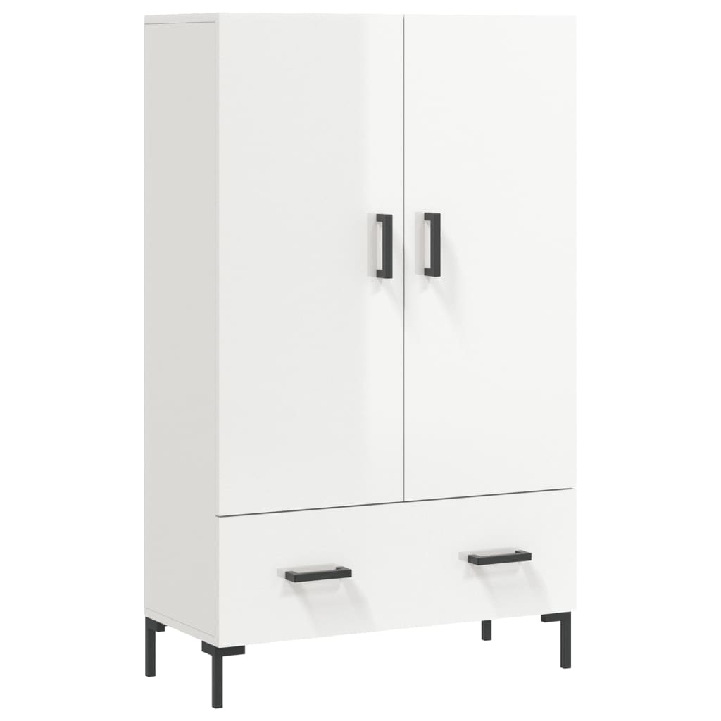 Hoge kast 69,5x31x115 cm bewerkt hout hoogglans wit is nu te koop bij PeponiXL, paradijselijk wonen!