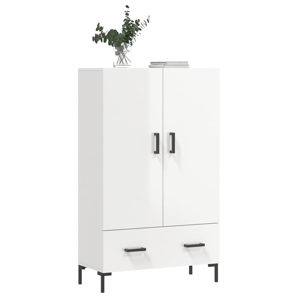 Hoge kast 69,5x31x115 cm bewerkt hout hoogglans wit is nu te koop bij PeponiXL, paradijselijk wonen!