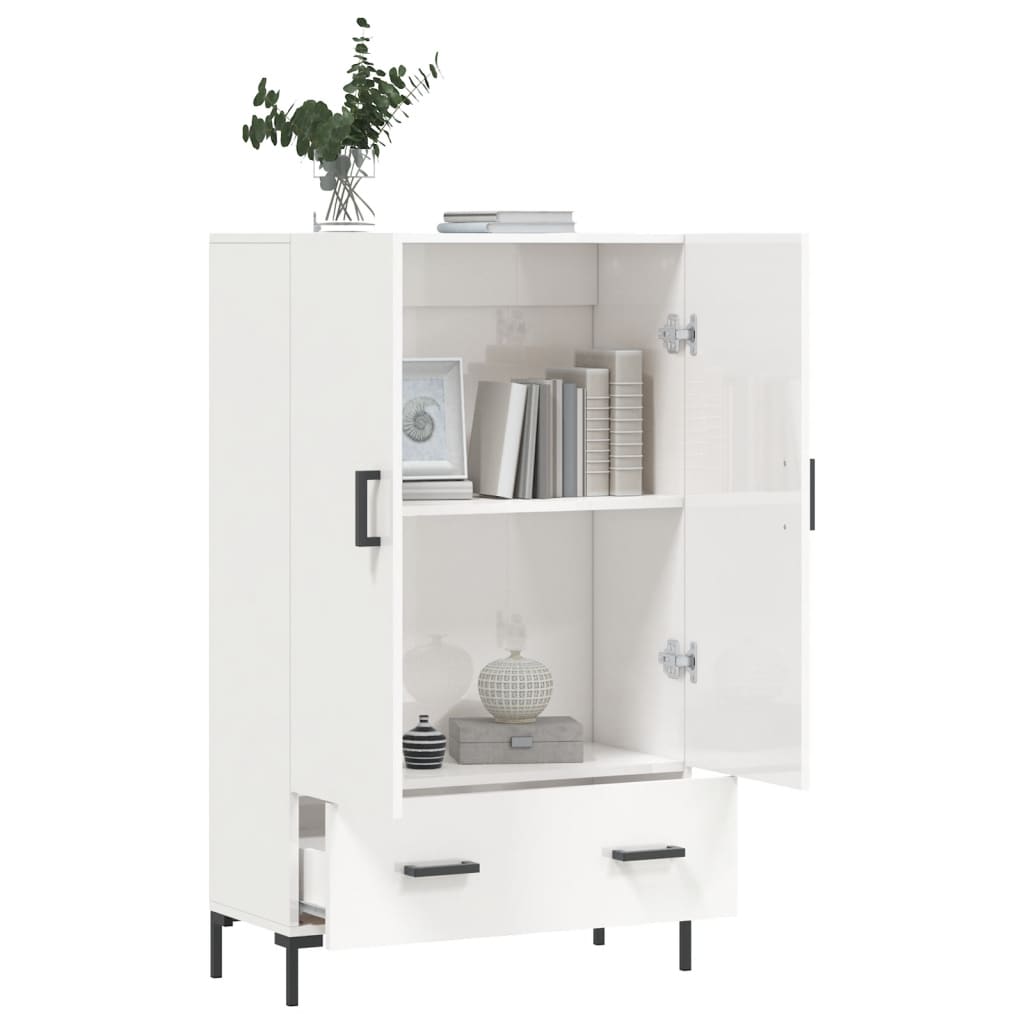 Hoge kast 69,5x31x115 cm bewerkt hout hoogglans wit is nu te koop bij PeponiXL, paradijselijk wonen!