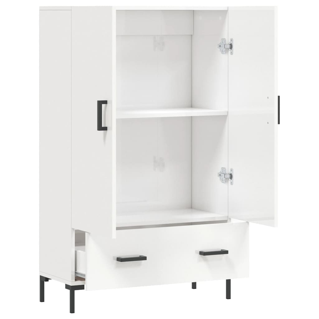 Hoge kast 69,5x31x115 cm bewerkt hout hoogglans wit is nu te koop bij PeponiXL, paradijselijk wonen!