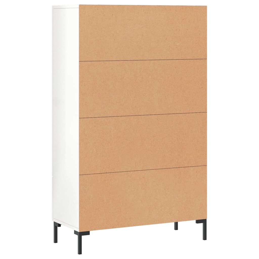 Hoge kast 69,5x31x115 cm bewerkt hout hoogglans wit is nu te koop bij PeponiXL, paradijselijk wonen!