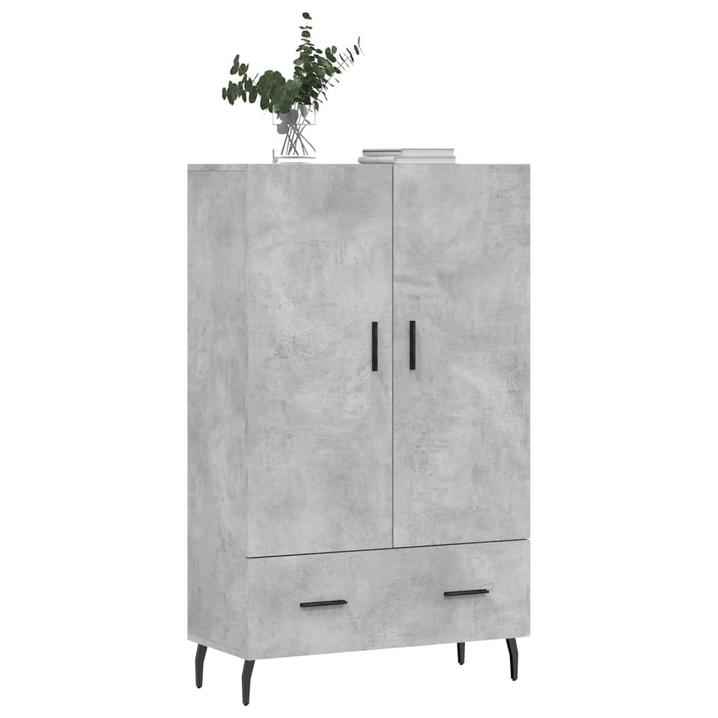 Hoge kast 69,5x31x115 cm bewerkt hout betongrijs is nu te koop bij PeponiXL, paradijselijk wonen!