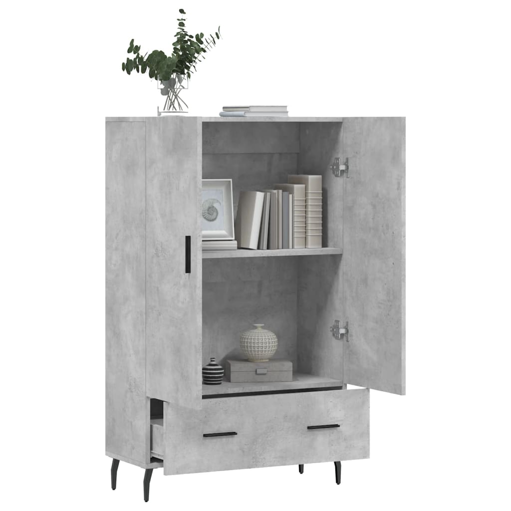 Hoge kast 69,5x31x115 cm bewerkt hout betongrijs is nu te koop bij PeponiXL, paradijselijk wonen!