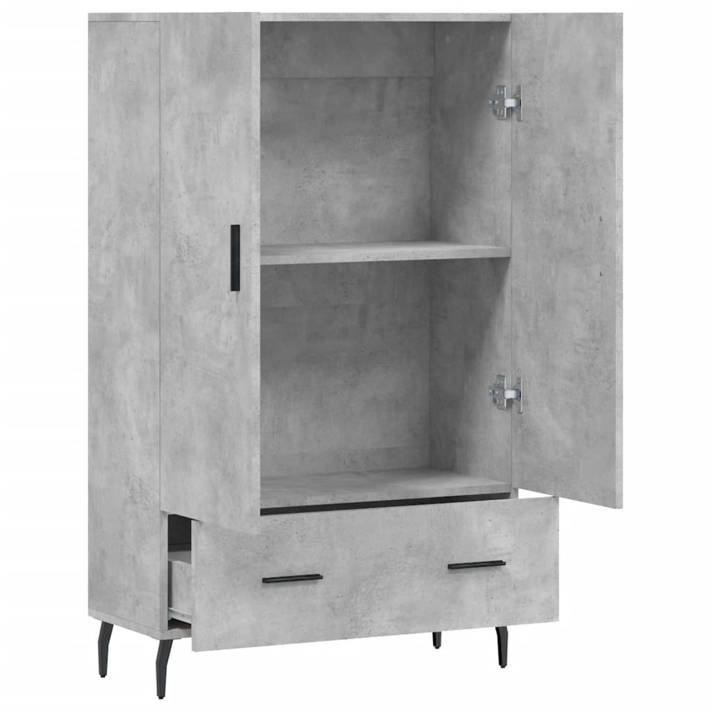 Hoge kast 69,5x31x115 cm bewerkt hout betongrijs is nu te koop bij PeponiXL, paradijselijk wonen!