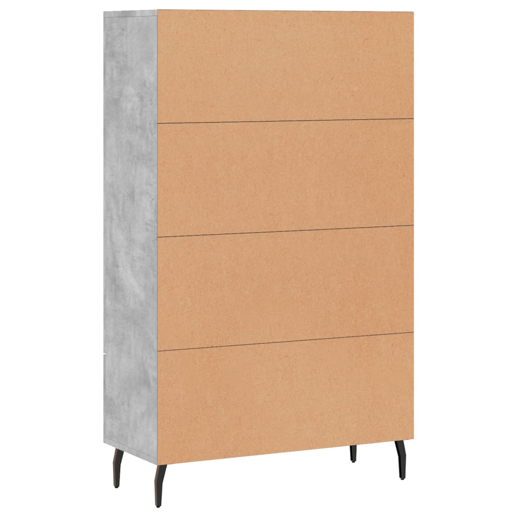 Hoge kast 69,5x31x115 cm bewerkt hout betongrijs is nu te koop bij PeponiXL, paradijselijk wonen!
