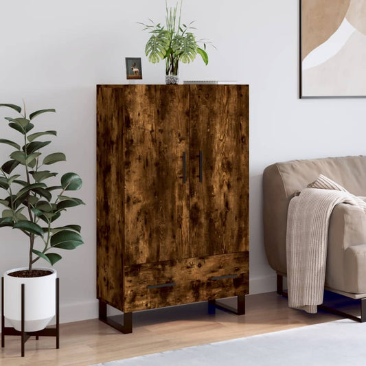 Hoge kast 69,5x31x115 cm bewerkt hout gerookt eikenkleurig is nu te koop bij PeponiXL, paradijselijk wonen!