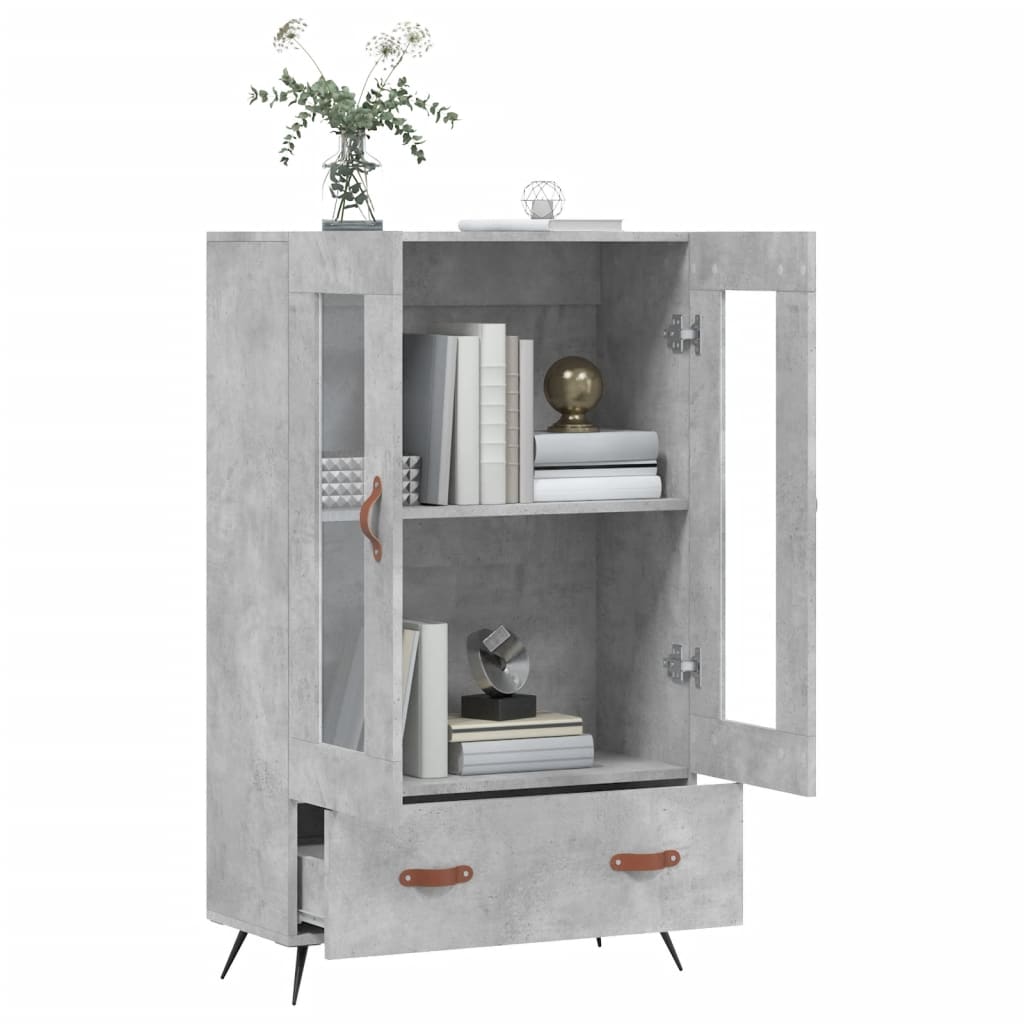 Hoge kast 69,5x31x115 cm bewerkt hout betongrijs is nu te koop bij PeponiXL, paradijselijk wonen!