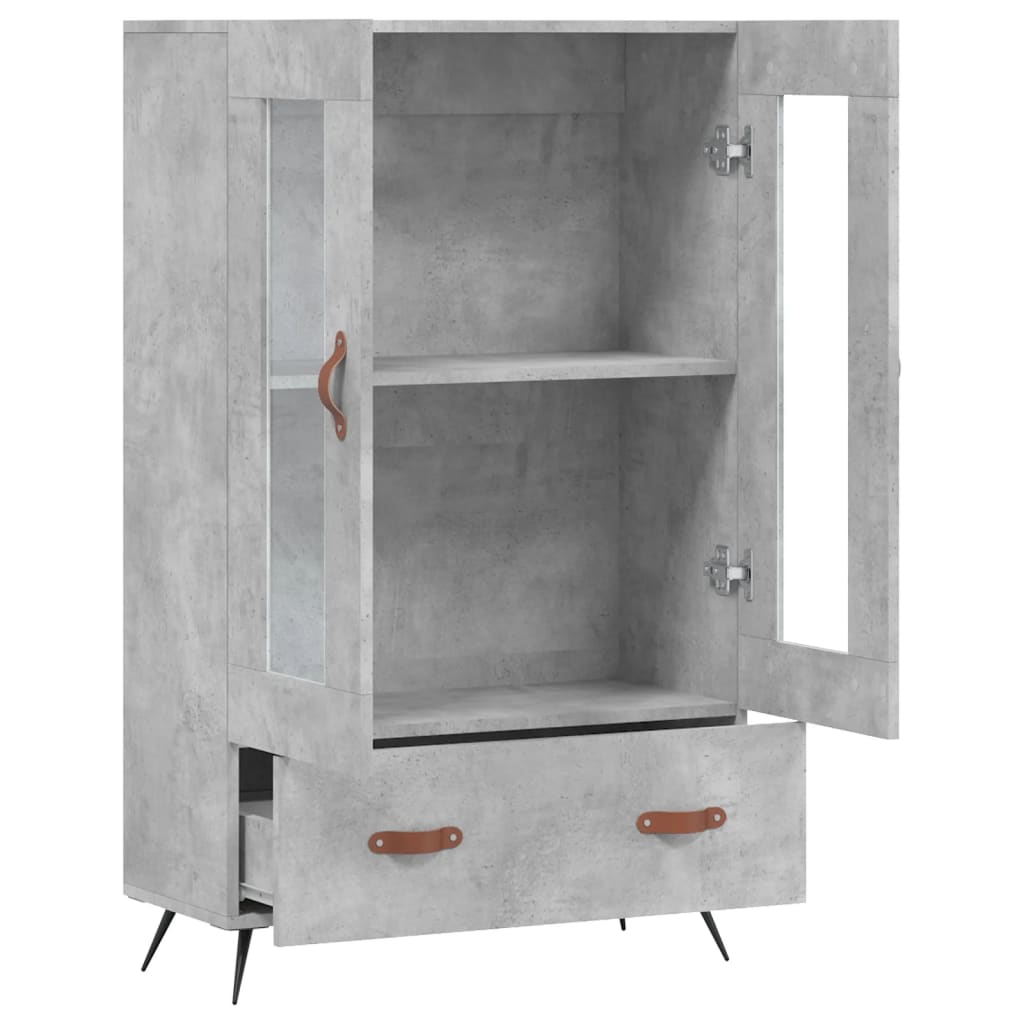 Hoge kast 69,5x31x115 cm bewerkt hout betongrijs is nu te koop bij PeponiXL, paradijselijk wonen!